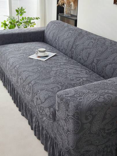 1pc Jacquard Paisley Pattern Stretch Sofa Cover, Dust-Proof And Dirt-Resistant, Elastic One-Piece Full Coverage Sofa Protector, Home Decor, Machine Washable, Pillow Cover Not Included