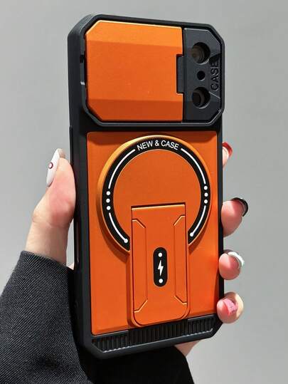 1pc Camera Protection Invisible Bracket Holder Magnetic Phone Case Compatible With IPhone 17 Pro Max Air 16 15 14 13 Pro Max Plus Wireless Charge Hard PC Back Cover