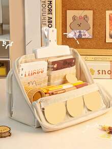 大容量可拆卸透明多口袋铅笔盒 - 便携式大号多功能学生笔袋，桌面立式文具盒，可收纳计算器、笔记本和钢笔 - 适合学校、办公室和旅行 - 适合学生、专业人士、男女通用，学校文具收纳盒，多功能收纳盒，拉链封口，单个铅笔盒，不含配件和贴纸