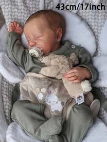 17 Inch Lifelike Reborn Baby Doll, 43cm Full Silicone Vinyl Boy/Girl Body Handmade Art Doll, Like A Real Baby, 3D Painted Skin, Visible Veins Vinyl Limbs, Realistic Detailed Hand Painted Hair ,Anatomically Accurate - Perfect Collectible Art Baby Reborn Doll Christmas Gift/Birthday Gift/Thanksgiving Gift - Multicolor - View 3