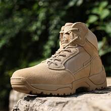 Men's Military Tactical Work Boots Hiking Motorcycle Combat Bootie - Khaki - View 10