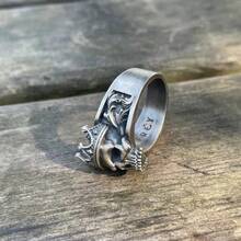 Men's Vintage Ring, King Skull Ring, Personality Fashion Ring, Gothic - Silver - View 7
