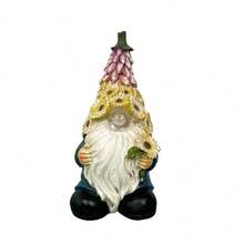 1 pieza de gnomos iluminados para exteriores, decoraciones de jardín, diseño floral, figuras de enanos pequeños de resina para escritorio, patio, jardín, adecuado para decoración navideña en interiores del hogar, se pueden usar para actividades de fiestas escolares, se deben seleccionar los regalos - oro - Ver 6