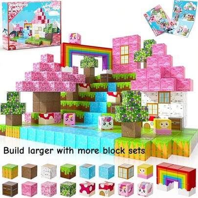 圣诞礼物/圣诞袜填充物：磁性公主城堡/独角兽城堡积木套装，DIY 3D拼图玩具，创意家居装饰，完美圣诞礼物，多色塑料拼装玩具，儿童益智玩具，完美新年礼物，儿童礼物，生日礼物