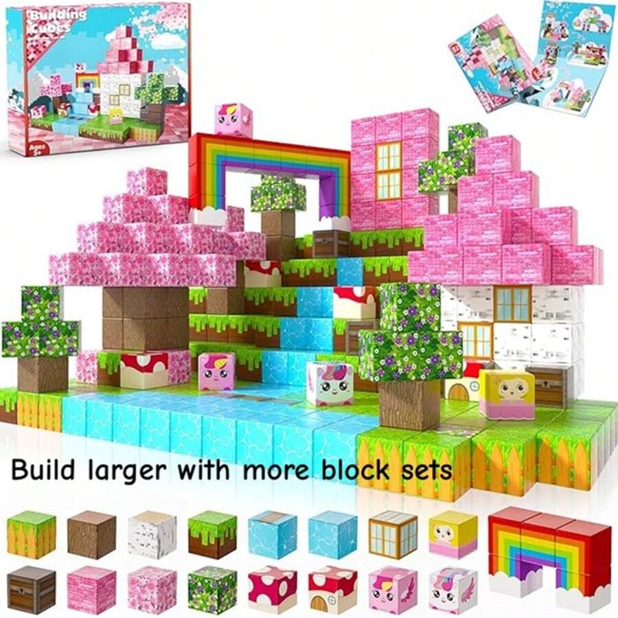 圣诞礼物/圣诞袜填充物：磁性公主城堡/独角兽城堡积木套装，DIY 3D拼图玩具，创意家居装饰，完美圣诞礼物，多色塑料拼装玩具，儿童益智玩具，完美新年礼物，儿童礼物，生日礼物