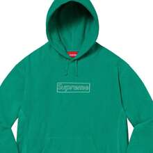 Supreme X K Chalk Logo Hooded Sweatshirt SS21 (SS21SW39) Men Cotton Winter Autumn Sport Outwear Pullover Long Sleeve Tops Warm Soft Sweatshirts - 綠色 - 查看 2