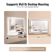 Large Vanity Mirror With Lights, Three Color Lighting Modes, Lighted Makeup LED Mirror,5X Magnification,USB Port,Smart Touch Control,Desktop Wall-Mounted (31.5x21.7 In, White) - View 4