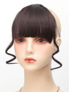 合成纤维女士假发片，3D法式刘海，自然蓬松轻盈，完美遮盖白发，蓬松手工编织透气网底，法式中分刘海，复刻版假发 - 彩色 - 查看 10