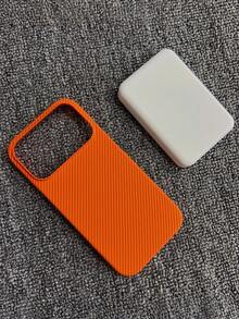 1 件磁性手机壳碳纤维纹理兼容 17 Pro Max Air 16 15 14 13 12 Pro Max Plus 无线充电半盖磨砂散热保护壳 - 橘色 - 查看 3