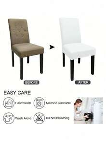 1/4/6pcs Solid Color Milk Silk Chair Covers, High Elastic Dust-Proof And Stain-Resistant, Suitable For All Seasons, Living Room, Hotel, Restaurant, Kitchen, Home Decor - White - View 3