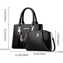 SMALLBLUER PU Leather Tote for Women Shoulder Backpack Crossbody 2 Pieces Crossbody Bags with Metal Pendant