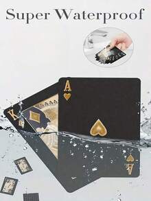 1pack Waterproof & Flexible Playing Cards With Box, Cool Design Great For Parties, Games, Gifting And Celebrations,Black Card,Gifting>Black,Palying Cards - 黑色 - 查看 5