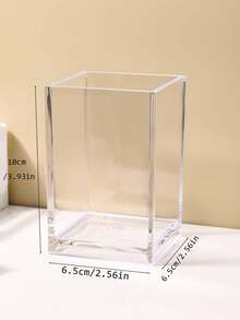 1 件带盖化妆刷架，防尘化妆刷收纳盒，简约塑料方形笔筒和化妆刷收纳桶，透明化妆品收纳，适用于卧室和家居必需品，展示盒保护刷子收纳（无珍珠） - 彩色 - 查看 7