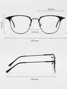 男士方形金属黑色镜框眼镜 - 时尚休闲，适合电脑阅读、游戏、电视和手机使用，无度数。 - 黑色 - 查看 6