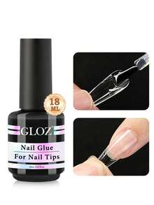 GLOZ Nail Glue Nail Bond Brush In Nail Glue For Press On Nails Nail Tips & Fake Nails Super Strong Nail Glue For Nail Tips Long Lasting Acrylic Nails Gel Glue UV&LED Cured