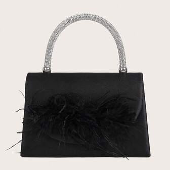 1 pieza Bolso de fiesta/noche de mujer con brillo y suave y cómodo de felpa, Nuevo 2025