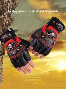 1 Pair Outdoor Cycling Anti-Slip Breathable Wear-Resistant Half Finger Motorcycle Gloves, Suitable For Spring And Autumn
