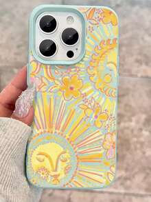 Yellow Sun Pattern Compatible With Apple Phone 16/12/13/11/14/17/15/ProMax/Pro/Plus/Xs Max/XS/X,Shockproof, Camera Protection Soft Shell Anti-Slip, Anti-Drop Phone - Light Blue - View 2