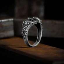 Men's Vintage Skull Ring - Motorcycle Biker Ring In Heavy Steel, Gothic Punk Fashion Statement Jewelry - Bạc - Xem 6