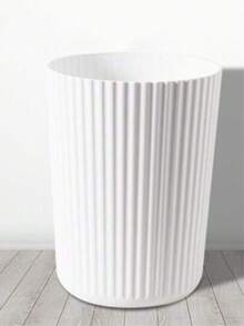 1Pc White Household Striped Trash Can, Waterproof, Stain Resistant, Portable And Large Capacity, Suitable For Storage In Bedrooms, Bathrooms, Kitchens, Trash Cans, Suitable For Offices, Bedrooms, Kitchens, Bathrooms, And Living Rooms, Uncovered, Large In Volume, Cylindrical, No Need For Power Supply,[The Size Of Size M Is Relatively Small, And It Is Suitable For Desktop Garbage Bin Storage. It Is Recommended To Take A Size Larger]
