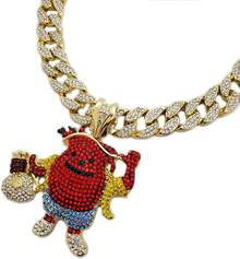 Hop AID MAN Holding Money Bag Pendant & 18 Iced Cuban Link Choker Chain Necklace - 1 - View 7