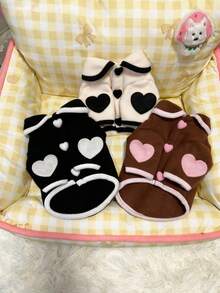 1 peça de moletom com capuz para animais de estimação, design versátil para outono/inverno, coleira em formato de coração para o Dia dos Namorados, adequada para cães e gatos de médio/pequeno porte, uso diário - Multicolorido - Ver 11