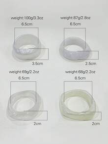 3pcs Bracelet Set, Gold Bracelet, Resin Bracelet, Wide Bracelet, Thick Bracelet, Bracelet Set, Wide Bracelet, Resin Bracelet, Women Bracelet, Gift For Her - White - View 8