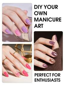 coscelia 50pcs Gel Nail Polish Set, Includes Base Coat & Top Coat, Red Glitter, Gold, Green Gel Nail Polish, DIY Manicure Supplies, Home Salon Gift For Women - Multicolor - View 8