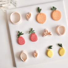 2pcs/Set Fruits Series Cutting Molds Lemon Tangerine Strawberry Shape Polymer Clay Cutters Soft Pottery Clay Molds For DIY Earring Making