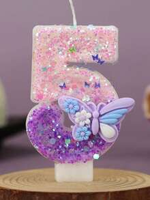 1支优雅蝴蝶数字生日蜡烛（0-9），适用于婚礼、周年纪念、迎婴派对、新娘送礼会、生日、乔迁派对 - 闪光蛋糕装饰品 - 石蜡蛋糕装饰用品 - 彩色 - 查看 22