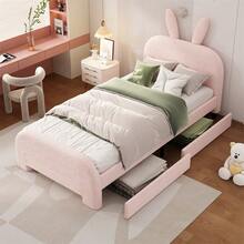 Kids Bed Frames, Headboards & Footboards - Pink + Plush + 90cm*200cm - View 2