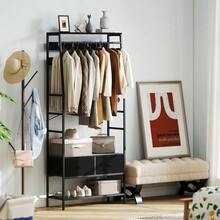 Coat Rack, Clothes Rack With Shoe Rack, 2 Fabric Drawers, Coat Rack With 8 Hooks, Shelf, Jacket Rack With Anti-Tip Protection, For Entrance Area, Hallway, Bedroom, Black - Black - View 2
