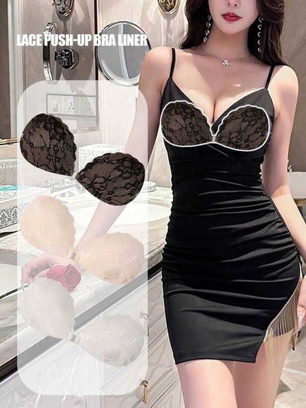 Elegant Lace Bra, Gathering And Breathable, Adopting Ultra-Thin Seamless Shell Silicone Nipple Covers With Invisible Shoulder Straps