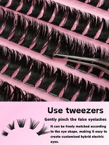 100D仿貂毛假睫毛，252簇，0.07毫米，D卷度，8-16毫米，混合自然款睫毛嫁接，3D俄式风格，个人睫毛化妆工具 - D - 查看 6