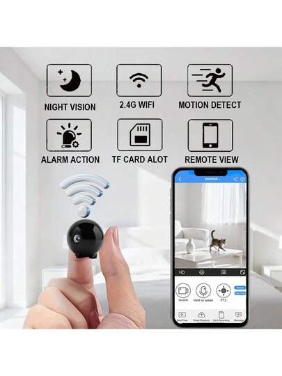 1pc 4MP HD Surveillance Camera, CCTV Mini 2.4G WiFi Security Night Vision, Two Way Audio, Cctv Camera Wifi Connect To Cellphone,Supports Motion Detection Mobile App Control, Monitoring Pets/Indoor Outdoor/Home/Recording Camera.