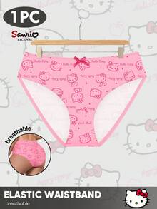Sanrio 3pcs Sanrio Kitty Low-Waist Printed Panties With Bow Detail For Women