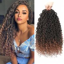 女神辫钩编假发 14/18/22 英寸，1/8 包，女士波西米亚风柔软辫子，预绕式河流钩编辫子，卷曲发尾 - 彩色 - 查看 4