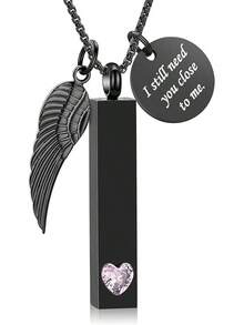 Nuevo-2025Oinsi Collar de urna de cremación con barra de cristal cuadrada multicolor para cenizas - Grabable - Piedra verde oliva. - Ver 11