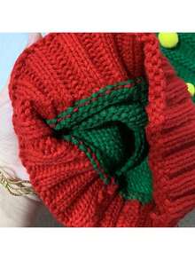 1 件圣诞针织帽，秋冬保暖绒球刺绣情侣圣诞礼物针织帽 - 彩色 - 查看 5