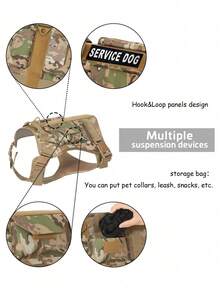 1pc LANGXINGCS Pet Harness Set, Explosion-Proof Guide Dog Camouflage Harness & Leash Set, Customizable Name Tag, Pocket Dog Clothes, Suitable For Large/Medium/Small Cats And Dogs - Multicolor - View 9