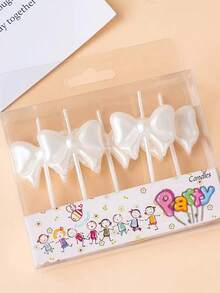 5pcs/Box Pearl White Bow Candles, Personalized Candles For Birthday Cake, Cute Fairy Birthday Party Cake Decor, Available In Multiple Colors: White, Pink, Red, Blue, Yellow, Orange, Brown - Multicolor - View 7