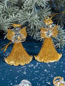 6pcs/1pc Christmas Angel Ornaments, Christmas Decorations, Glass Angel Hanging Decorations, Suitable For Christmas Trees, Clear Glass Angel Shaped Decorations, Perfect For Dining Tables, Fireplaces, Living Rooms, Holiday Gifts. Christmas Gifts, New Year Gifts