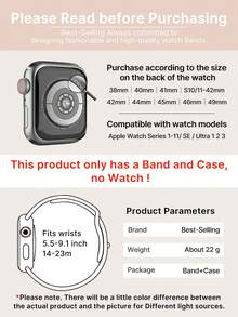 Compatible With Apple Watch Strap And Compatible With Apple Watch Case , Nylon Watch Band Watch Case Compatible With Apple Watch SE/11/10/9/8/7/6/5/4/3/2/1 Series, Ultra 3 2 1, Adjustable Elastic Sporty & Fashionable Breathable For Apple Watch Band Women , For Apple Watch Case Cover Starlight Soft TPU Case (No Screen Protector), 38mm40mm41mm42mm44mm45mm46mm49mmS10/11-42mm For Apple Watch Acesories,For Apple Watch Band - Apricot - View 11