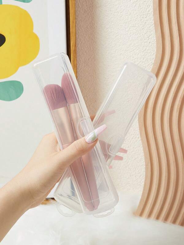 2pcs/5pcs Transparent Multi-Functional Storage Box, Cosmetic Organizer, Portable Makeup Brush Holder