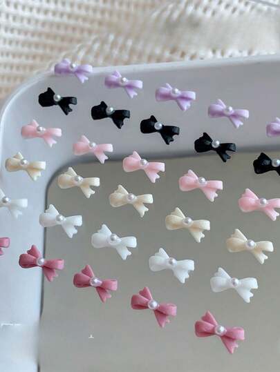 Mini duftende Perlen-Schleifen-Nagelkunst-Schmuck, süß und niedlich, Joker-Schleife mit kleiner Dekoration.