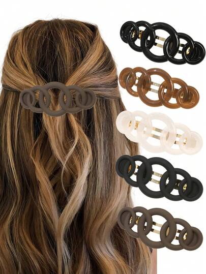 女士发夹 3个装或1个装 法式发夹 女孩复古发夹 适合厚发、薄发、长发、短发 时尚发饰 女士女孩