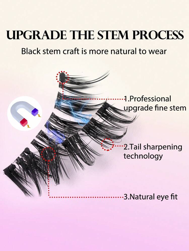 MAANGE 1 Set Magnetic Eyelashes Kit, Includes Applicator, Portable Magnetic Lashes, Natural Look, One-Piece Design, Round Magnets Ensure All-Day Comfort, Upgraded Magnetic Lashes, Easy To Wear And Remove, Essential For Summer Travel, Holiday Gift Guide, Beach Vacation, Camping Trip - 自然纖長款 - 查看 7