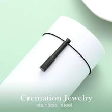 nuevo-2025Yinplsmemory - Collar de urna de barra cilíndrica para cenizas, collar personalizado de cenizas, collar de recuerdo de un ser querido - Negro - - Ver 5