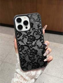 Ốp điện thoại acrylic bóng, họa tiết ren đen chuyển sắc, tương thích với Samsung S24/S25/S23 dòng S và A55/A15/A15, cũng tương thích với iPhone 16 Pro Max, 14, 13, 12, 11 Pro Max, XS Max, X, XR, 8, 7, Plus, 15, 13 Pro Max, 16, 14 Plus, 11. Thích hợp làm quà sinh nhật, quà cho bạn gái, bạn trai hoặc sử dụng cá nhân. - màu đen - Xem 4