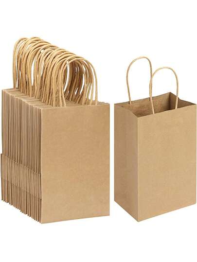 5.9x3.1x8.3 Inch Brown Kraft Paper Bag With Handle, Large Capacity Shopping Bag, Reusable Storage Bag, Retail Bag Suitable For Small Business, Shopping, Merchandise, Birthday Wedding Party Gift Bag, Merchandise Bag, Daily Necessities